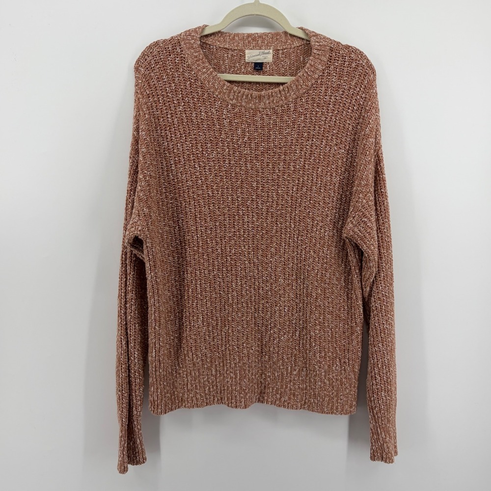 Universal Thread Sweater Tan Brown Women Small Cotton Shaker Stitch Marled Knit
